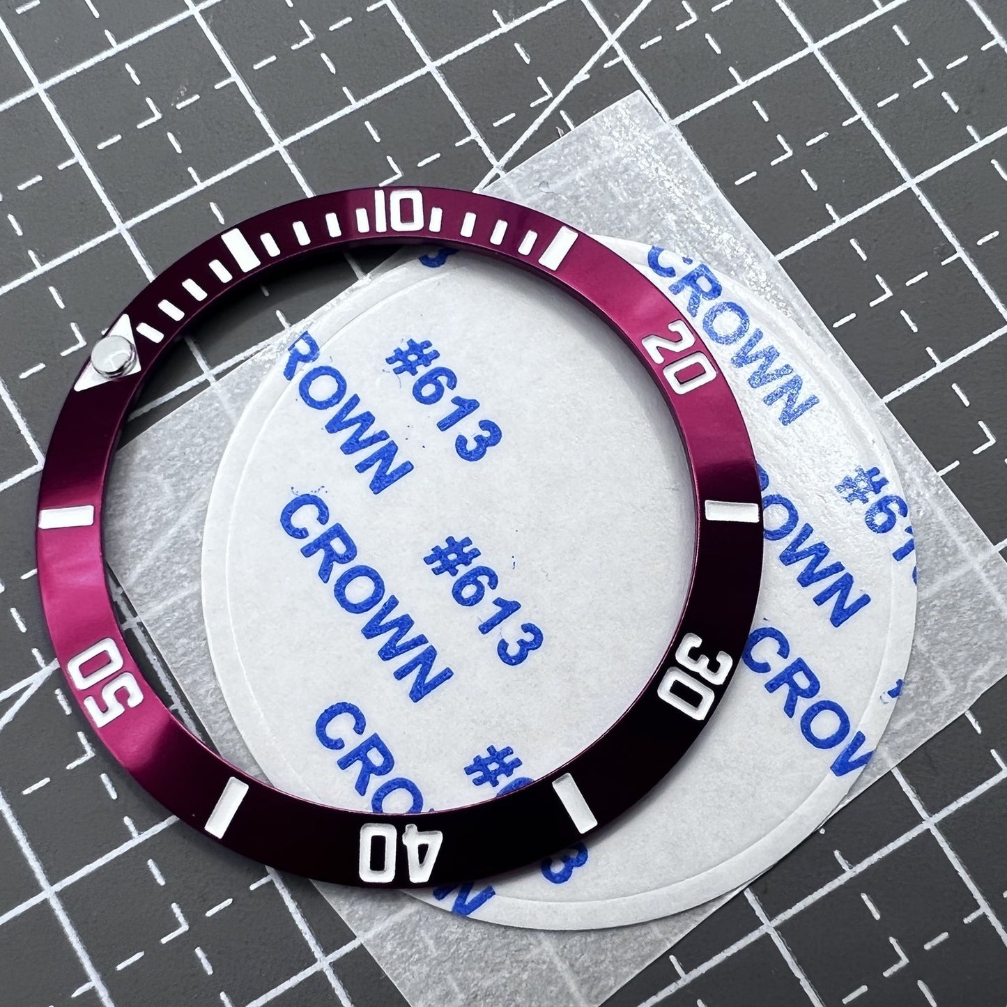 38mm Keramik Uhr Lünette Slope Rot Ring Silber Schrift Grün Leuchtend