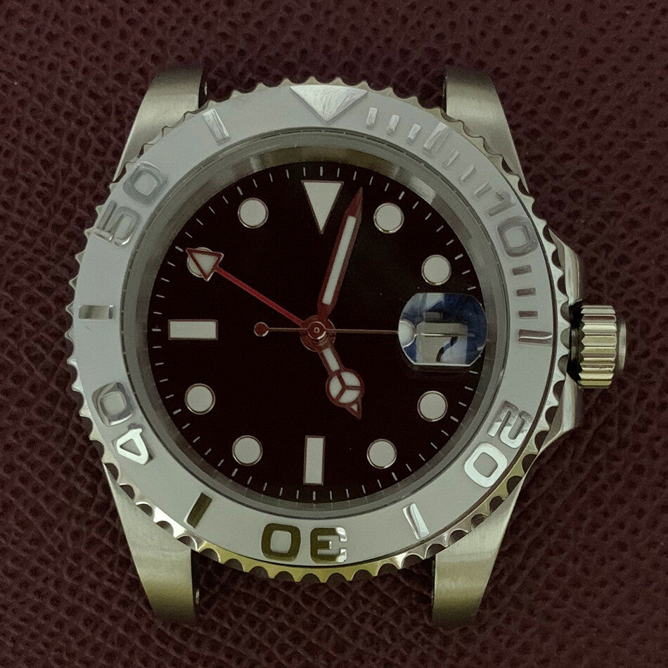 Boîtier de montre GMT 40 mm en acier inoxydable 3804 316L, verre saphir, aiguilles lumineuses