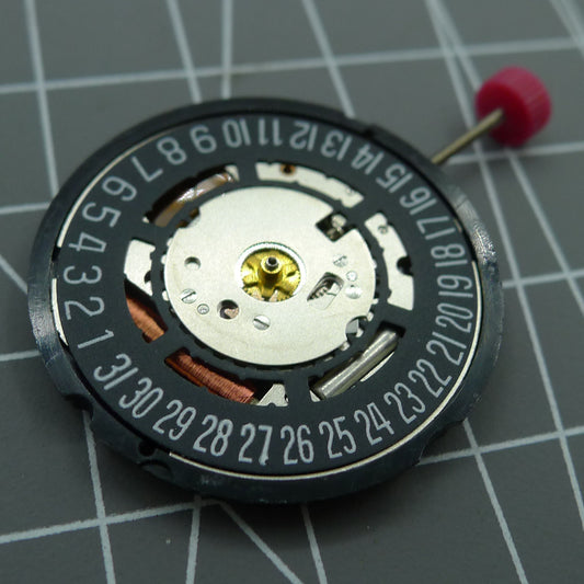 Swiss Ronda 715 quartz watch movement with black date wheel at 6 o'clock, precise Ronda brand replacement.