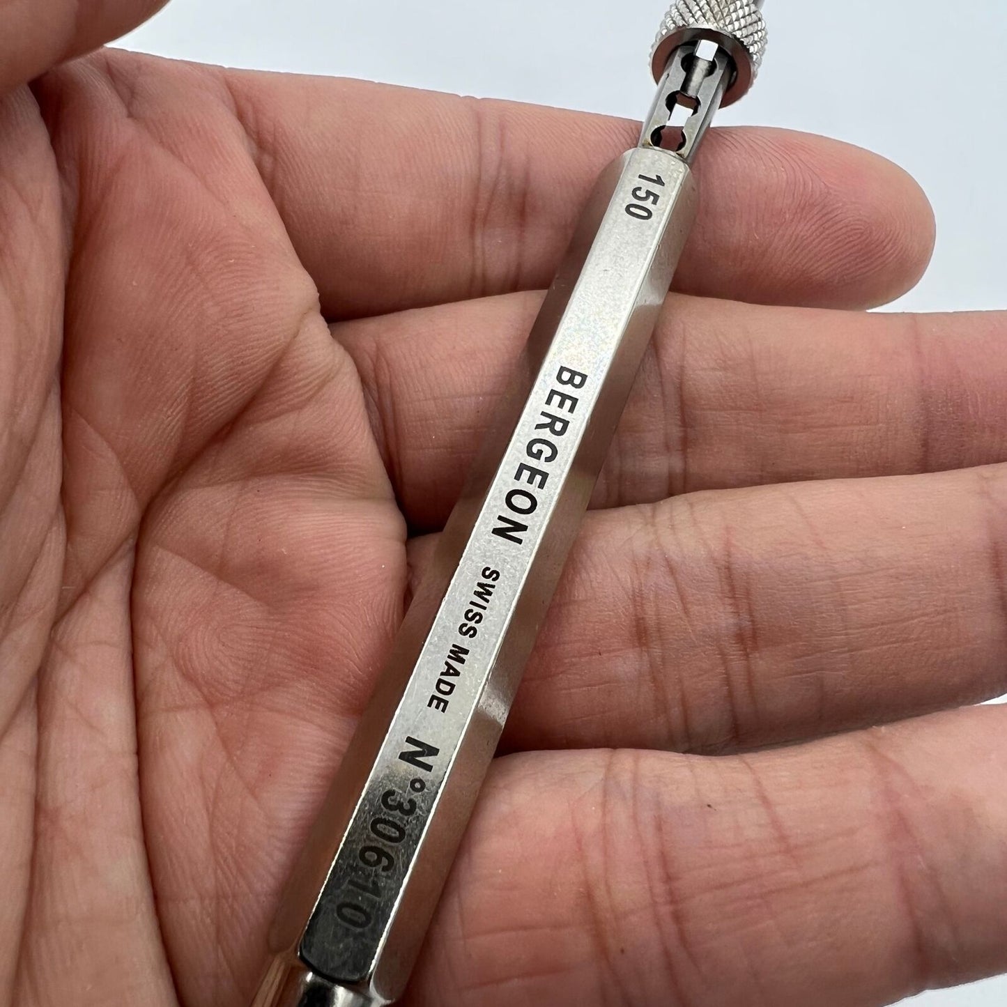 Bergeon 30610 DI 1.50mm barrel arbor holder for precise watch repairs, ideal for professional horologists.
