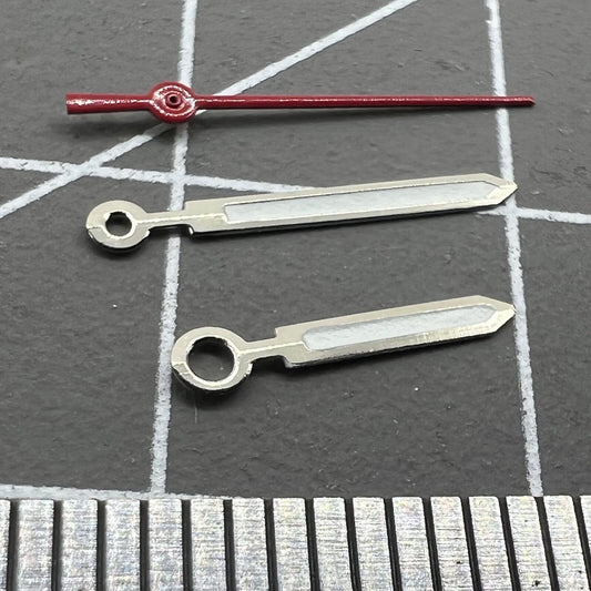 Luminous watch hands for Miyota 2035 quartz movement, enhancing visibility in low light, P1-H2-C22 part.