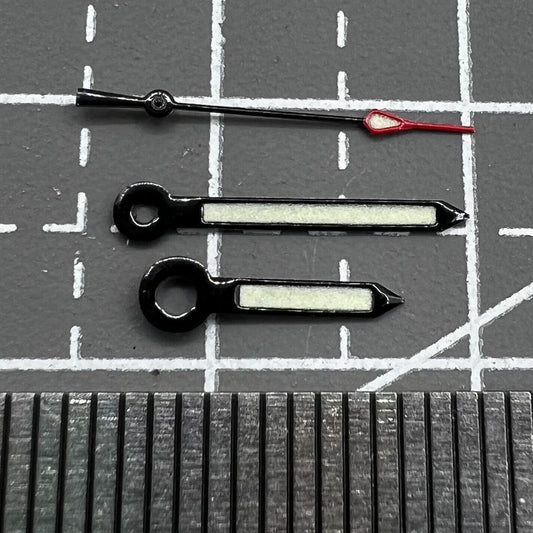 Green luminous 3 hands watch set with black trim for NH35/NH36/4R36 movements.