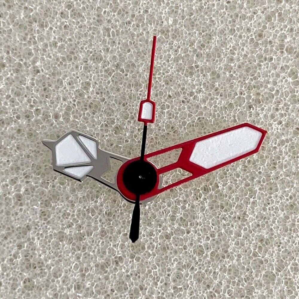 Aiguilles de montre 12,5 mm argentées et luminescentes rouges et vertes, adaptées aux mouvements NH35/NH36/4R/7S