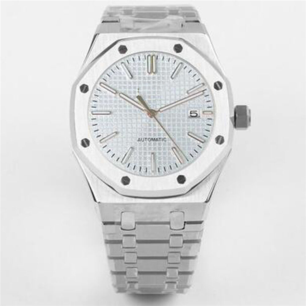 Montre mécanique pour homme 41 mm, boîtier en acier inoxydable + mouvement NH35, verre saphir