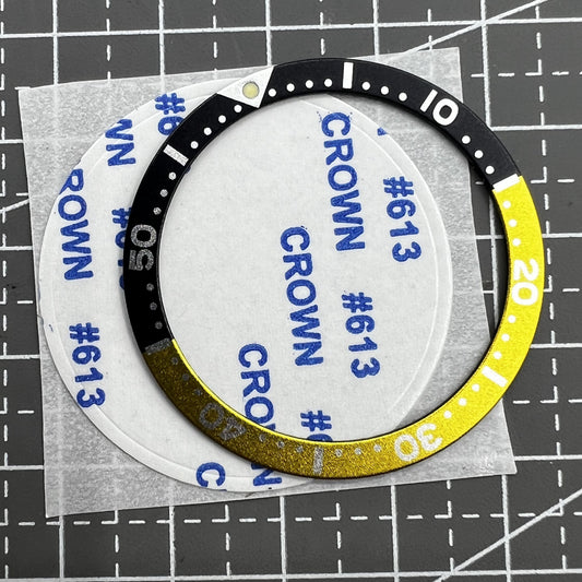 Aluminiumlegierung Uhrenlünette Einsatz Gelb Schwarz 38mm für SK007 SUB