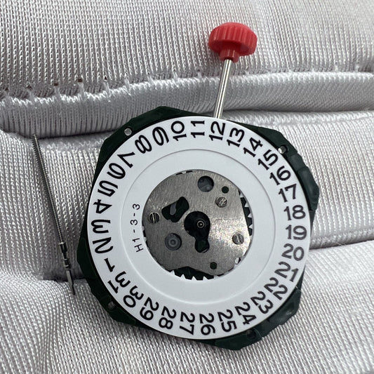 Japan Miyota 2317 2117 quartz movement with date display at 3/6, silver watch repair part.