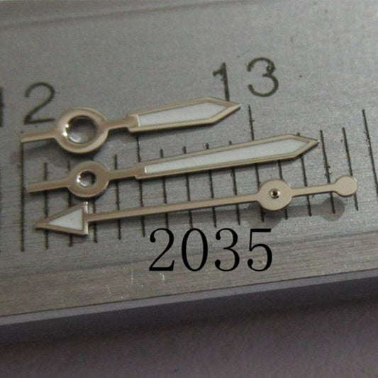 10mm green luminous watch hand with silver trim for Miyota 2035 series.