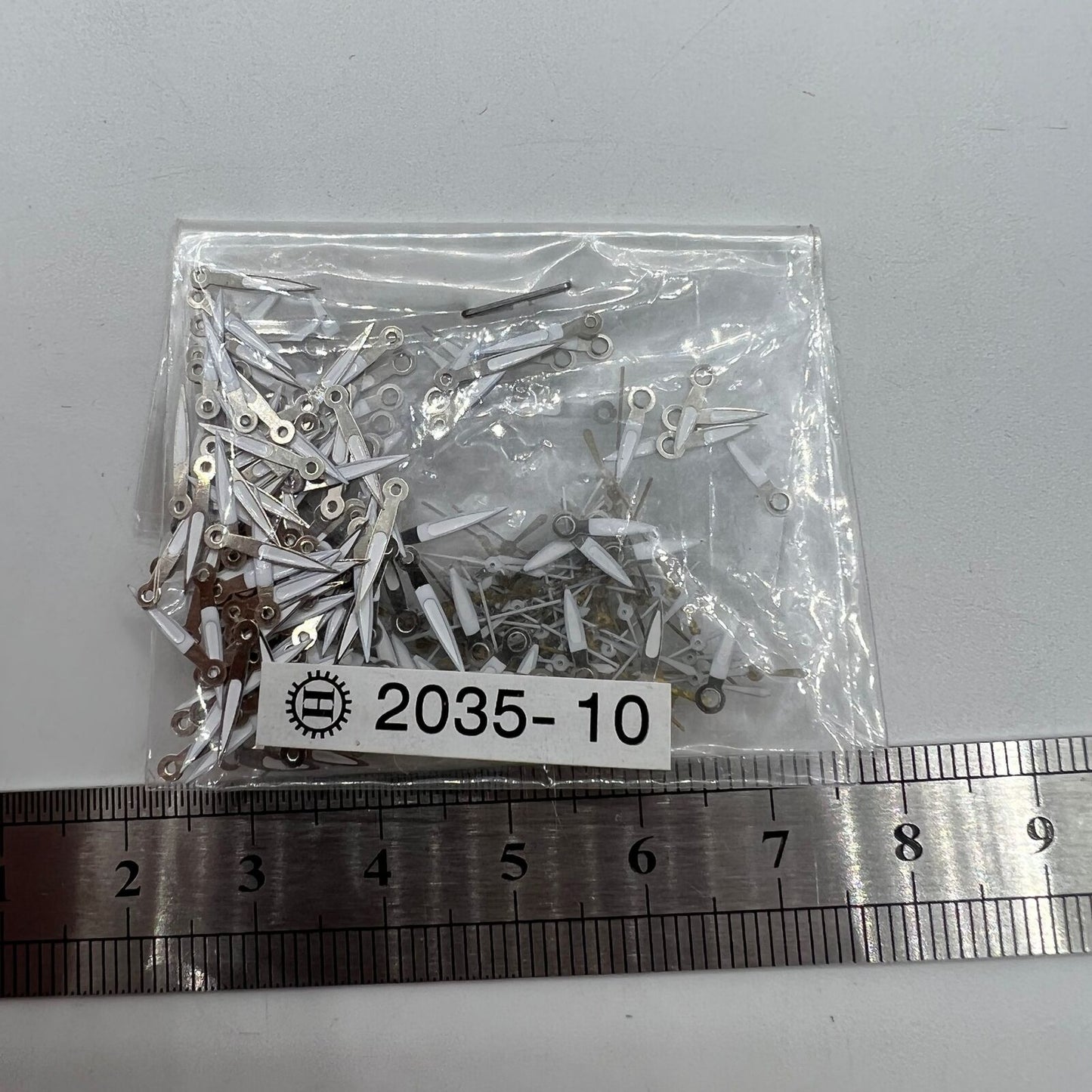100 Sets 10 mm Uhrzeiger mit silbernem Rand und grüner Leuchtmasse für Miyota 2035 Quarzwerk
