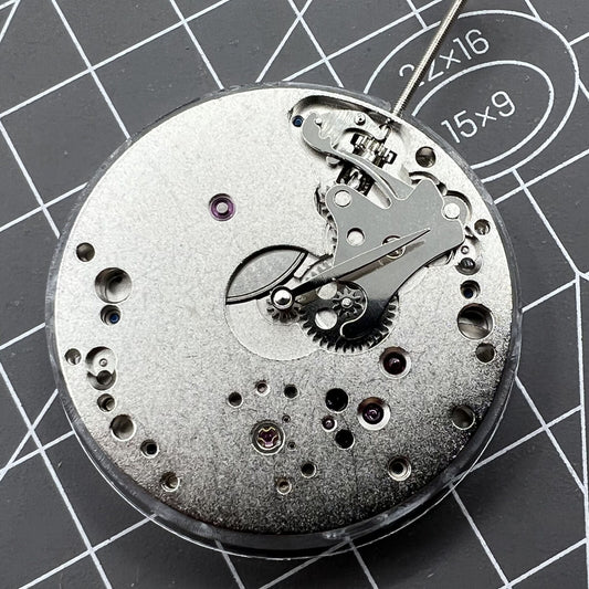 Mechanical watch movement ETA 6498-1 with small second at 6 o'clock, 2 hands design.