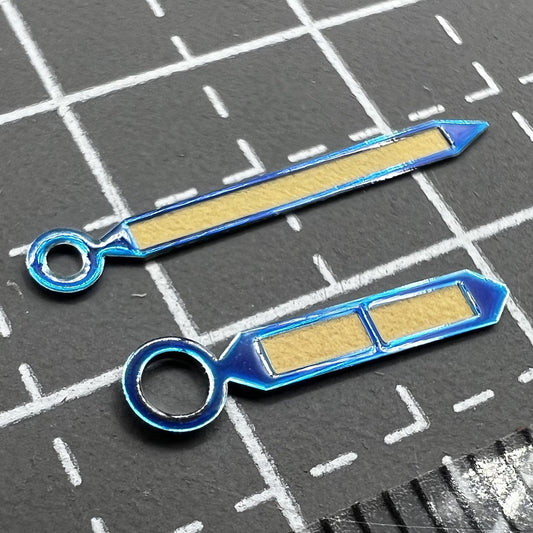 Blue trim strong green lume hands set by Seagull for ST3600/ST3621 and ETA6497/6498 watches.