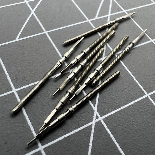 Watch winding stem for 7S26 automatic movement, precise fit for repair and maintenance.