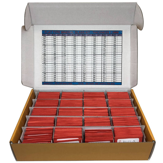 Round flat mineral watch glass, 1.5mm thick, 200 sizes per box, durable watch accessory.