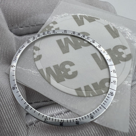 38.5mm aluminum alloy white bezel with black font for Omega Speedmaster watch accessory.