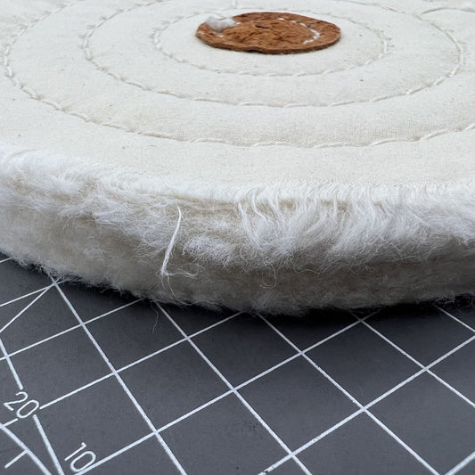 Swiss Bergeon 5175-150 white polishing buff wheel for watch accessory surface finishing.