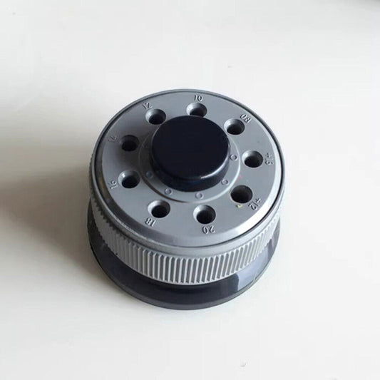 Grey rotated screwdriver holder organizing 9 screwdrivers for precise watch repair tasks.