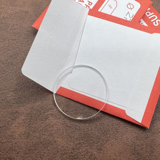 1. 2.0mm thick round watch glass set, 32pcs mineral crystal replacement for 26.5-39.2mm watches.