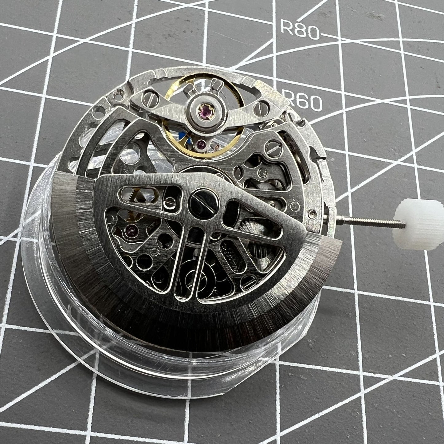 Mouvement mécanique automatique à balancier creux argenté asiatique HZ75DOA