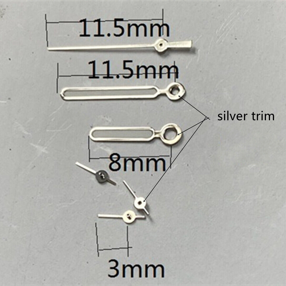 Aiguilles de montre luminescentes vertes, garniture argentée de 11,5 mm, pour mouvement VD53, VD54 et VD57