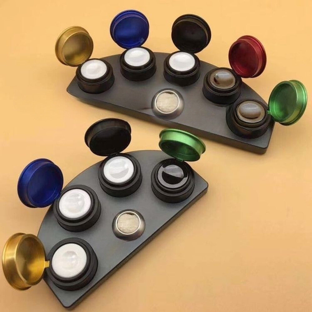 Die-cast alloy oil cups stand with 4 containers for watch repair, model 30180.