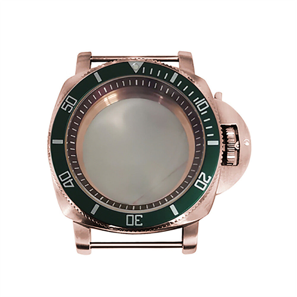 42 mm Mineralspiegel PVD Stahl Roségold Uhrengehäuse für NH35/NH36/4R/7S