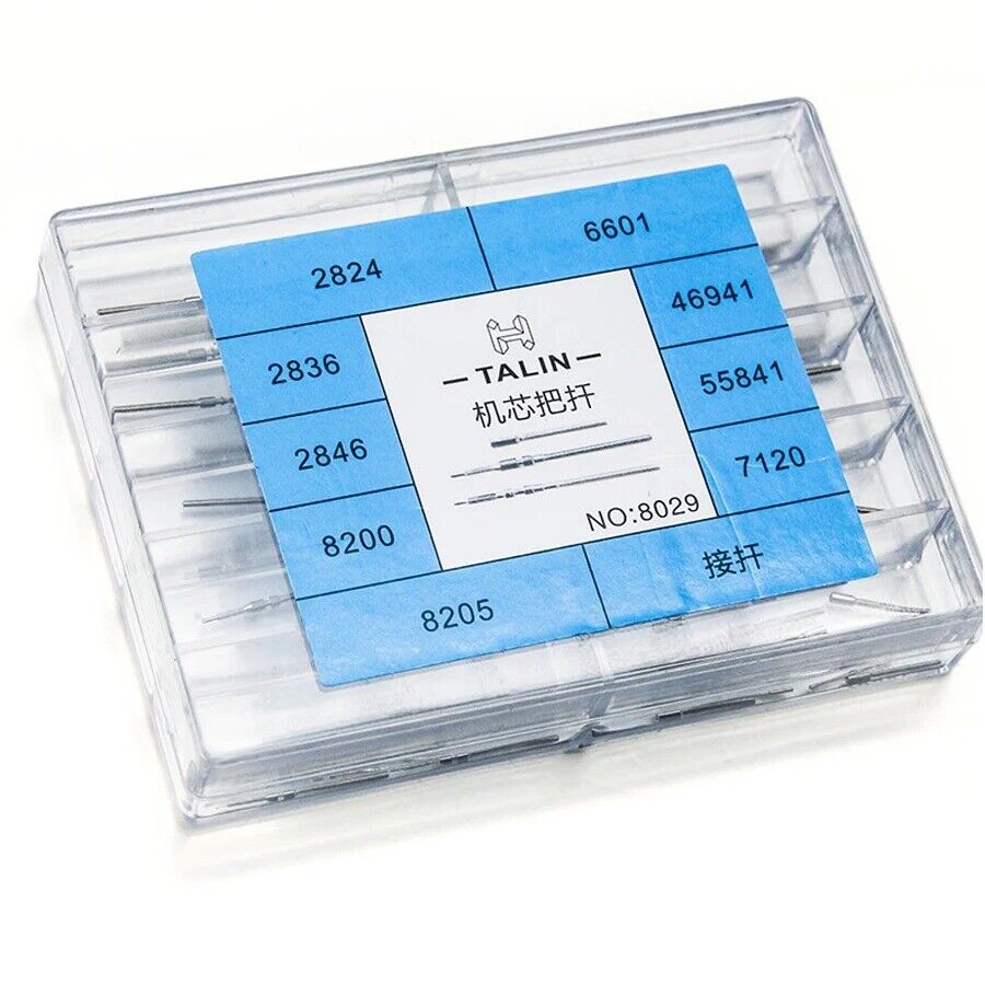 Watch winding stems for ETA 2824, 2836, 2834, 46941, 55841, 7120 movements, ensuring precise time adjustment.