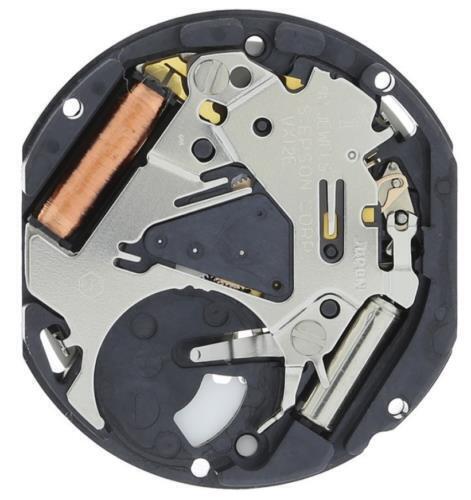 Hattori Epson VX12E quartz watch movement with date display at 3 o'clock, Japan made.