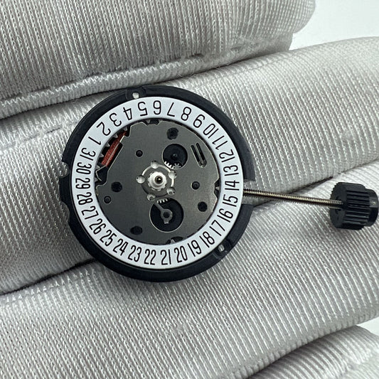 Swiss Made ETA 803.112 quartz watch with 3 hands, date at 6 o'clock, precision Swiss movement.