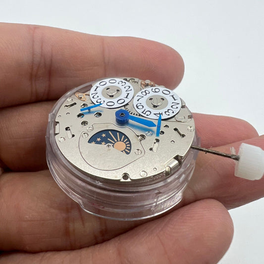 Shanghai LB20 automatic watch with moon phase at 6 and big date at 12, Chinese craftsmanship