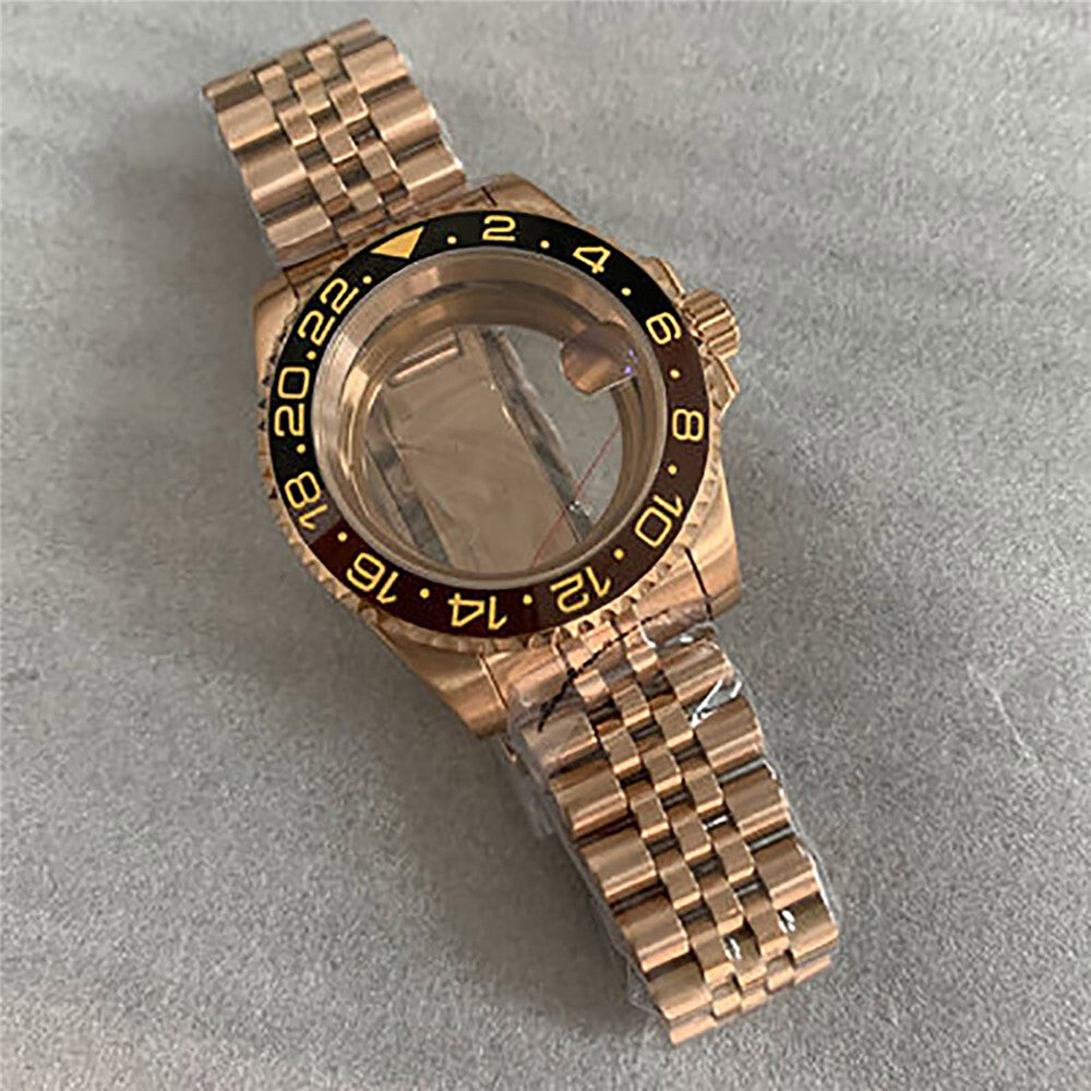 40 mm goldenes Uhrengehäuse-Armband für NH35/36-Uhrwerk, modifiziertes Saphirglas