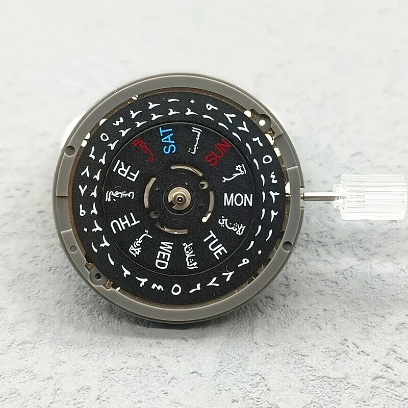 NH36 Automatisches mechanisches Uhrwerk Schwarzes arabisches Datumszifferblatt Krone bei 3,8