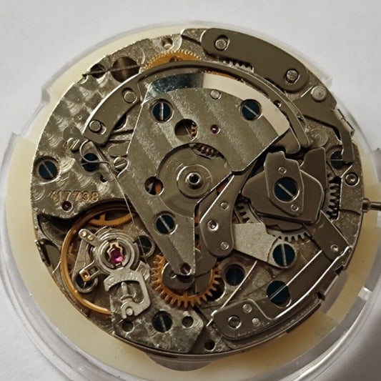 Shanghai 7750 watch accessory showcasing mechanical movement with black dial, rotor removed for clear view.