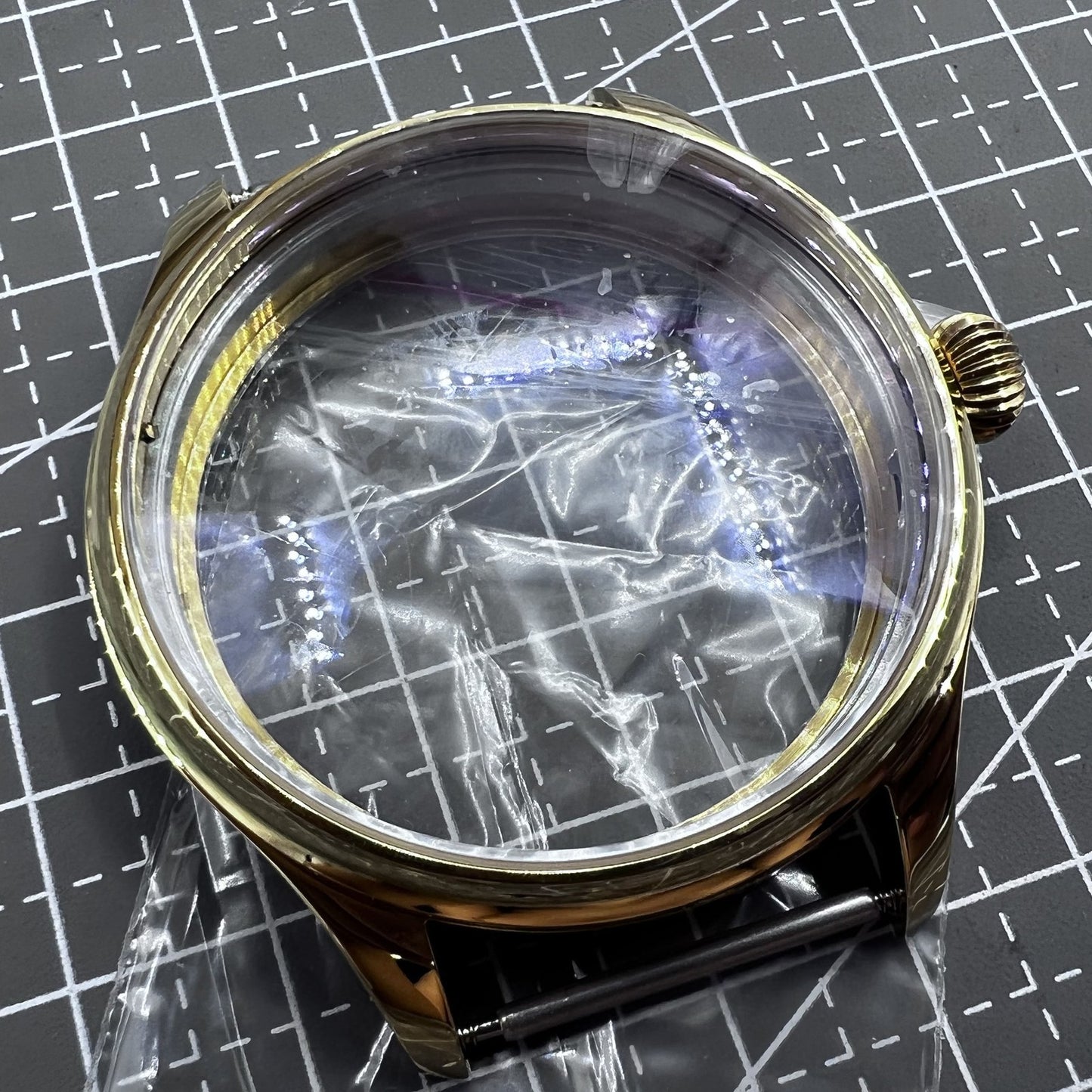 Boîtier de montre doré 316L de 44 mm pour mouvements Seagull ST3600/ST3621/<tc>ETA</tc>6497/<tc>ETA</tc>6498