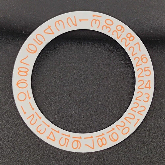 Orange date disk overlay for NH35 and NH36 watches on white background, precise fit accessory.