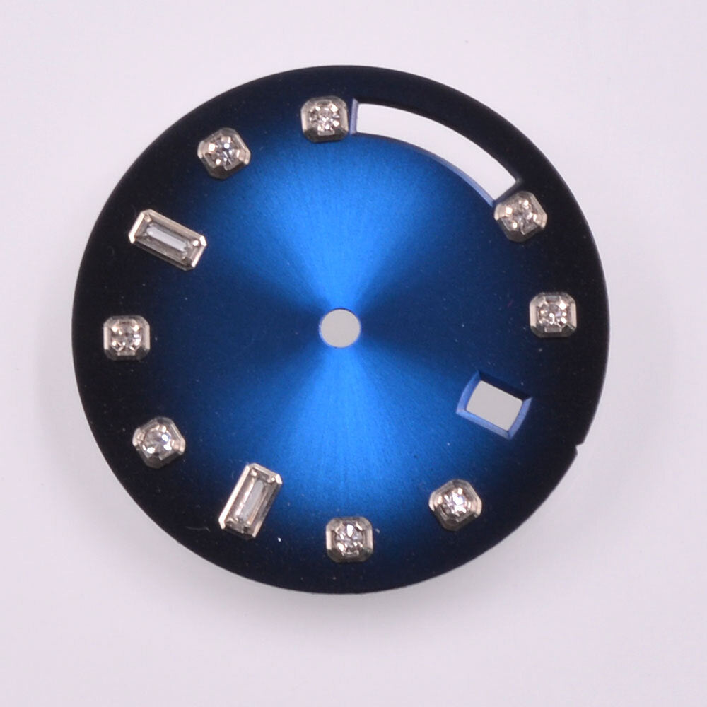 Silver nail-style blue dial without lume or scale for Seagull ST1644 watch movement, 28.5mm.