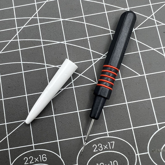 Swiss Bergeon 7013-R red metal dip oiler for precise watch grease application, ergonomic design for watchmakers.