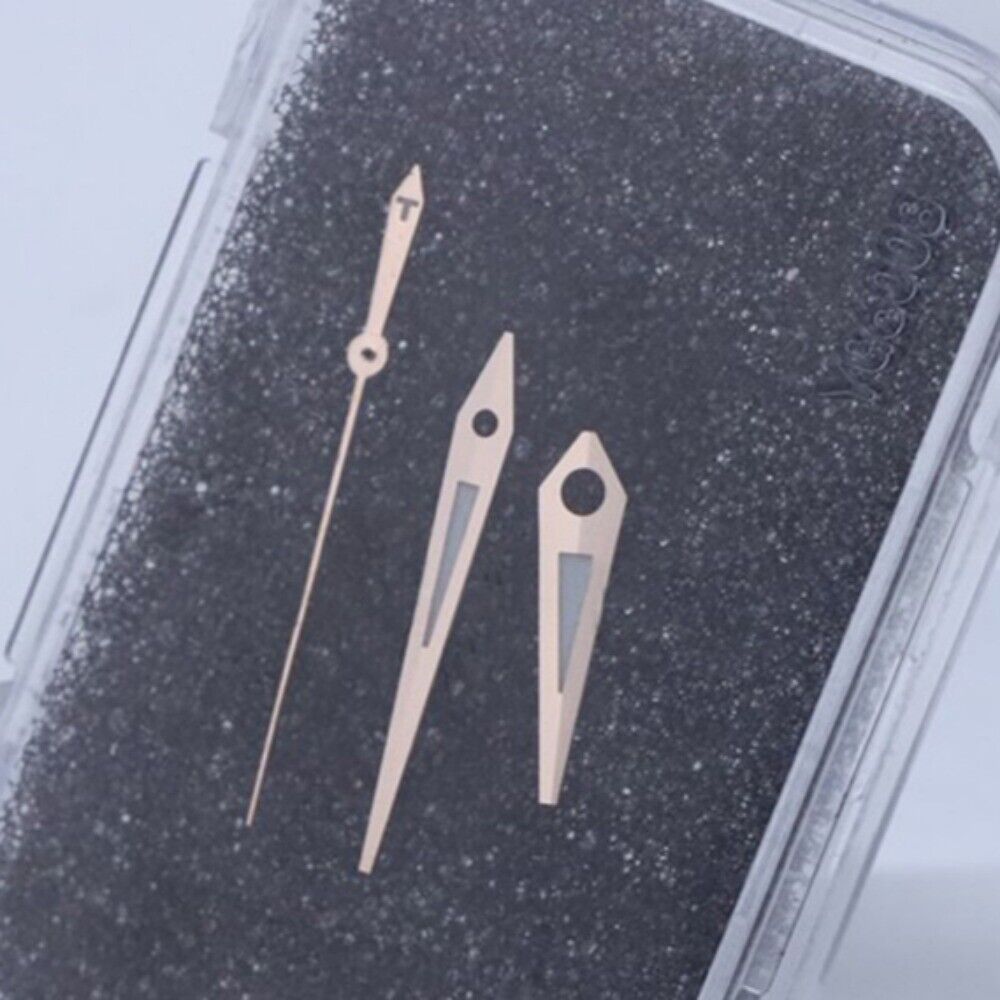 Aiguilles de montre luminescentes vertes avec garniture or rose/argent pour ETA2834, compatibles avec la montre T035