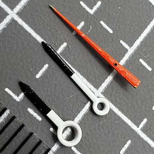 11mm black and white watch hands set for Miyota 2035 movement, precise and stylish accessory.