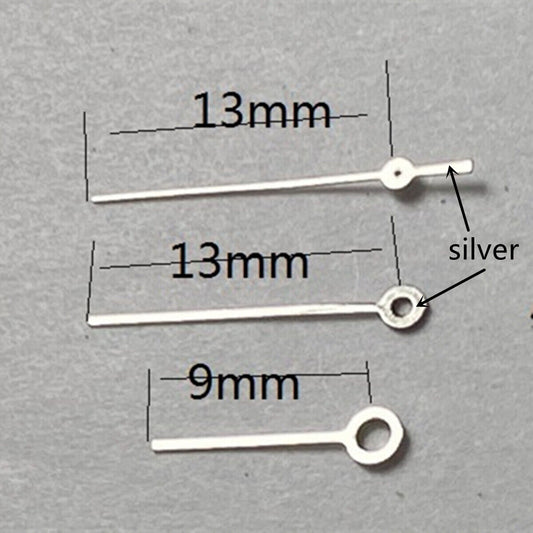 Silver 13mm watch hands with trims for Miyota 2315, 2035, 2036, 2115, 2305 movements.