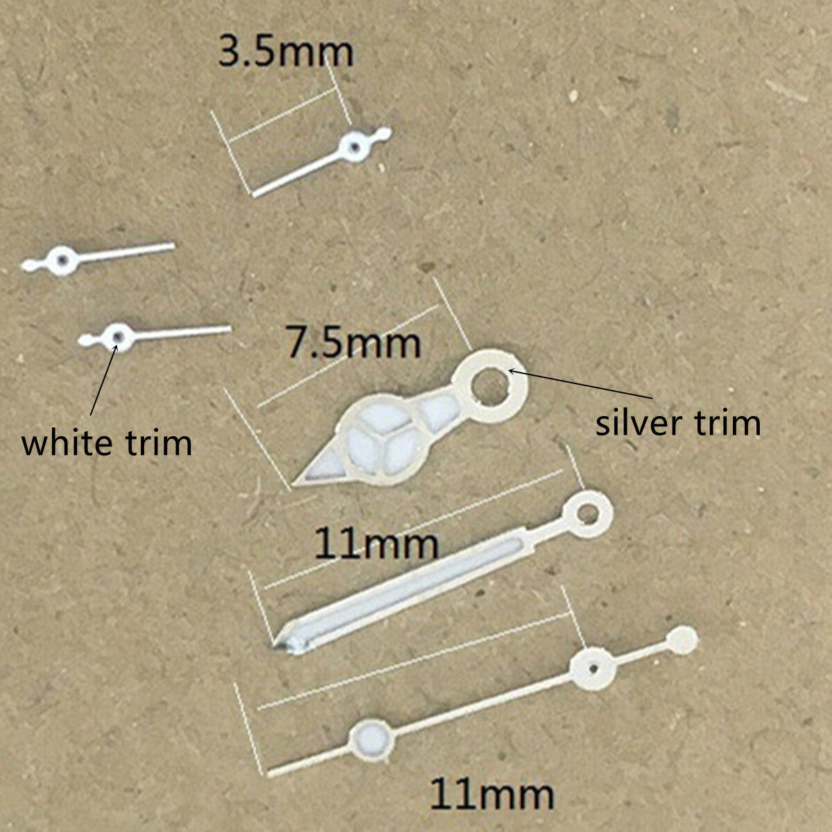 2 Sets/Pack White+Silver Trim Green Lume Watch Hands for VD53 VD54 VD57 Movement