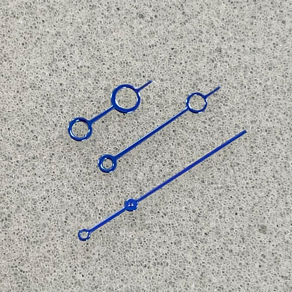 Blue hollow bubble-style watch hands for NH35, NH36, 4R, 7S mechanical movements.