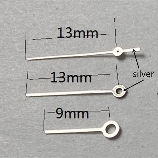 Silver-trimmed 13mm watch hands compatible with Miyota 2315, 2035, 2036, 2115, 2305 movements.