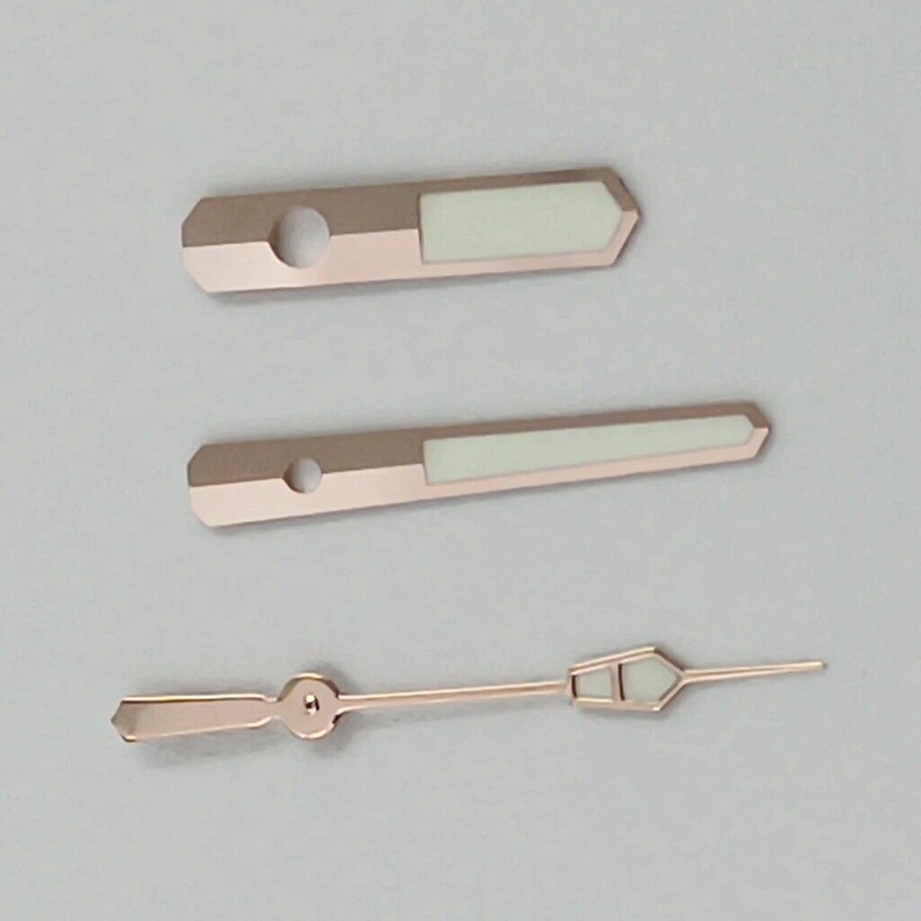 Aiguilles de montre 12,5 mm avec garniture dorée rose et luminescentes vertes pour mouvement NH35, NH36, 7S26 et 7S36