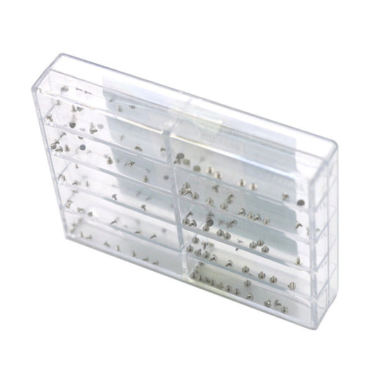 Mixed casing clamp and screws for securing watch movement parts, compatible with various watch brands.