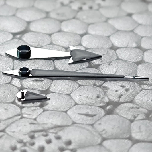 Blue luminous arrow-shaped watch hands set, 9x14x3.2mm, fits Mingzhu 2813 movements.