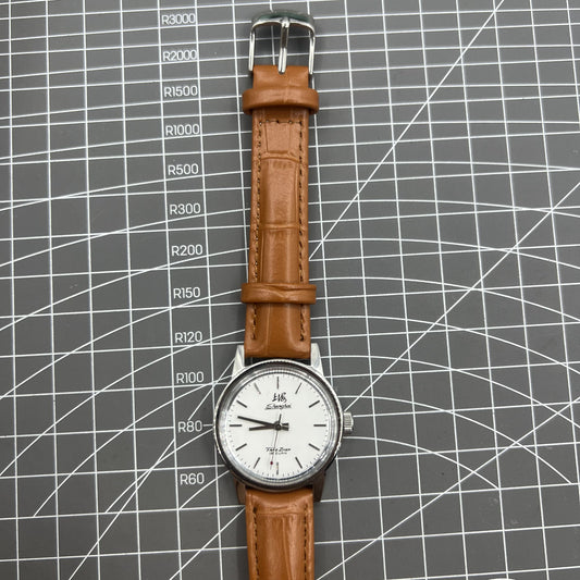 Silver 32mm Shanghai Factory manual mechanical watch with silver case and nail markers