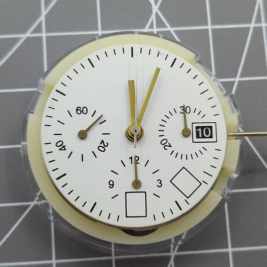 Shanghai 7750 mechanical watch movement with black dial, no rotor oscillating weight, precise timekeeping.