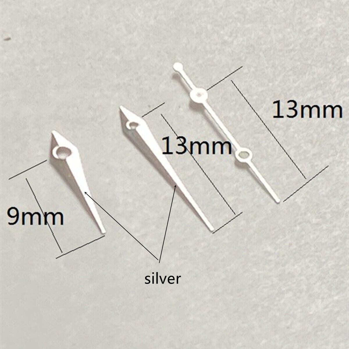 13 mm Uhrzeiger mit silbernem Rand und Pfeilform für das Quarzwerk Ronda 515
