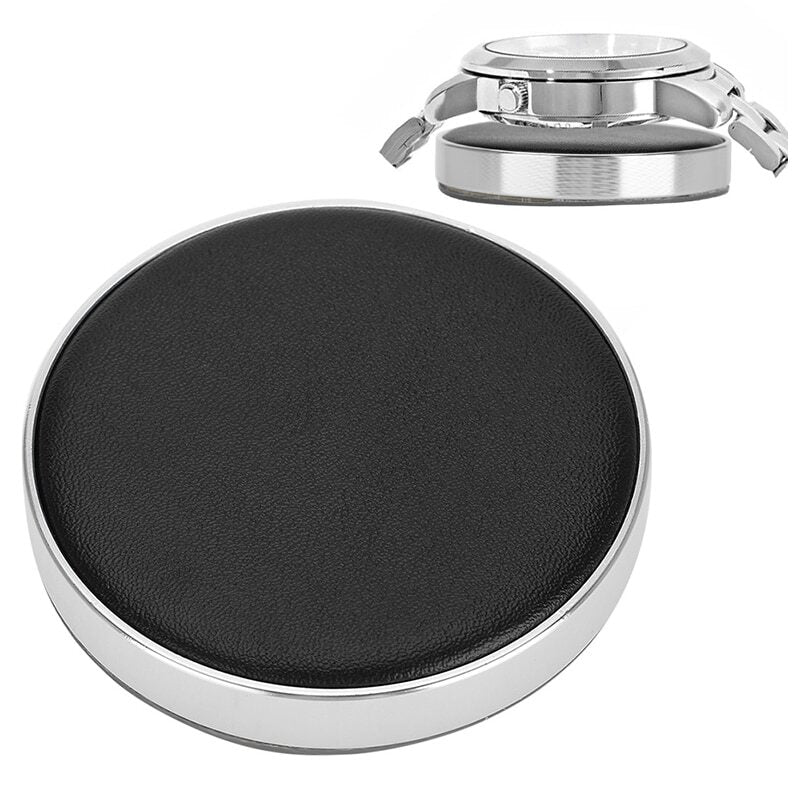 Leather watch casing cushion 55/70mm, protective pad for secure watch storage and movement.