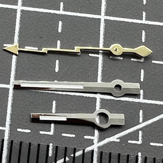 Silver trim golden lightning second hands for NH35/36 watches, 2 sets pack enhancing watch repair precision.