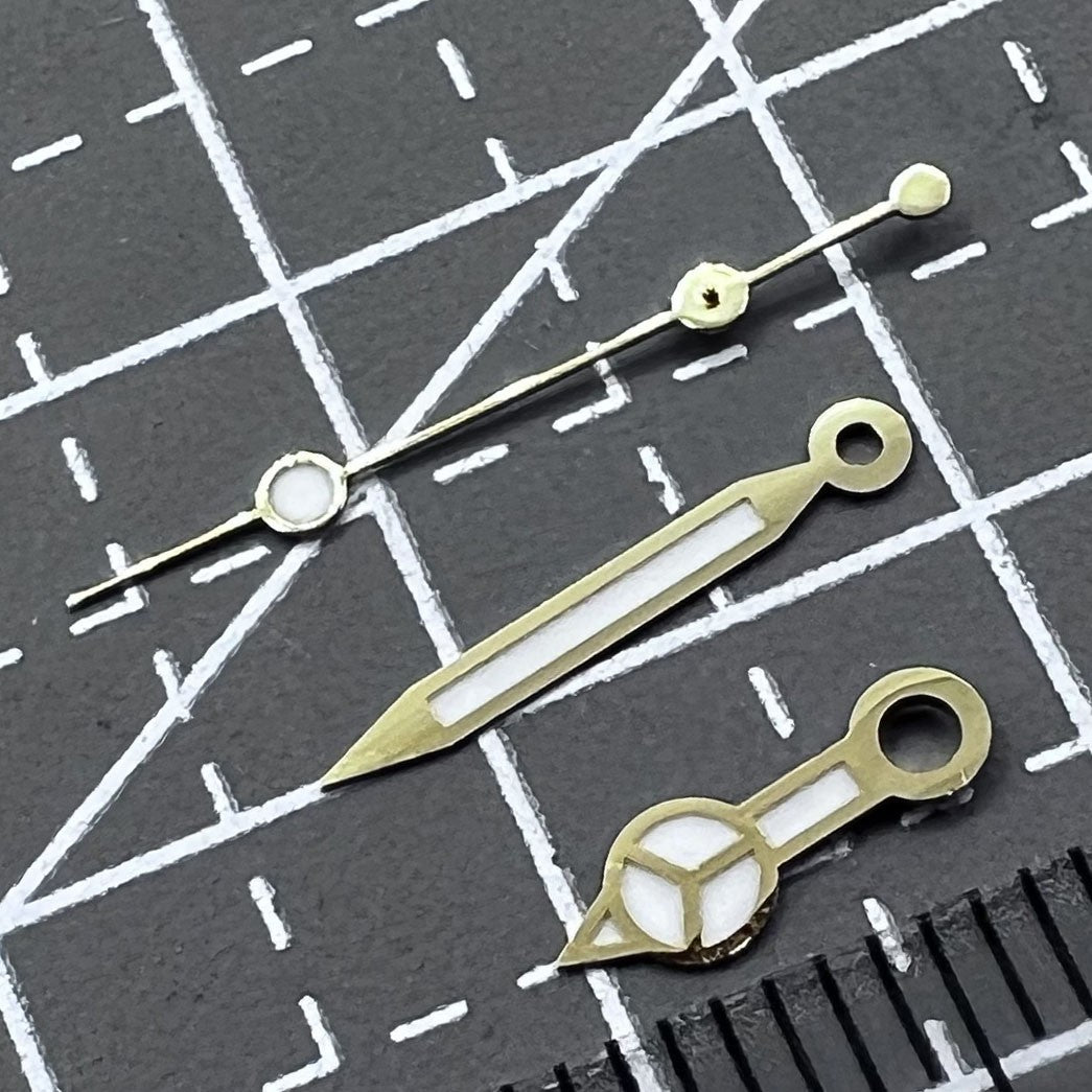 2 Sets/Pack Green Luminous Golden Trim 12mm Hands for Seiko NH35/NH36/NH38
